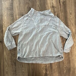 Wrap London Funnel Neck Hemp Organic Cotton Sweatshirt Light Blue US 8